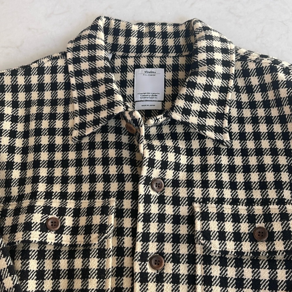 🇯🇵Visvim Black Check Big Game Shirt Sz 4